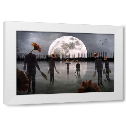 The Mysterious Cult White Modern Wood Framed Art Print by Kiciak, Christophe