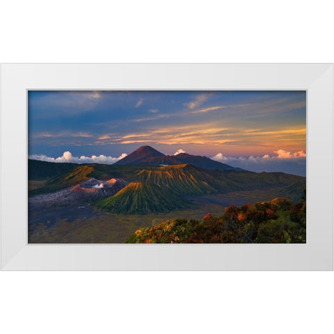 Volcano Dawn White Modern Wood Framed Art Print by Wrobel, Karsten
