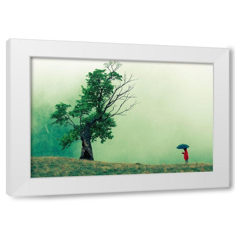 Strange Dialog White Modern Wood Framed Art Print by Vidis, Sorin