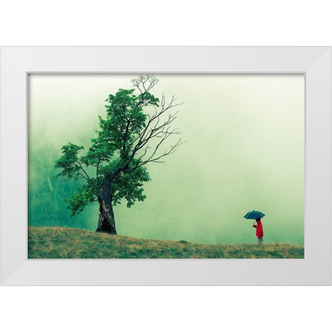 Strange Dialog White Modern Wood Framed Art Print by Vidis, Sorin