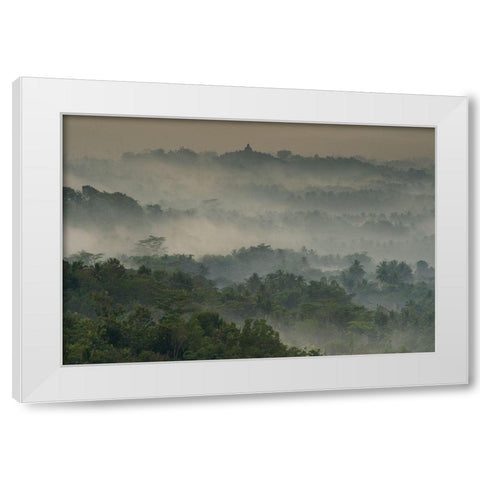 Temple In The Mist White Modern Wood Framed Art Print by Wrobel, Karsten