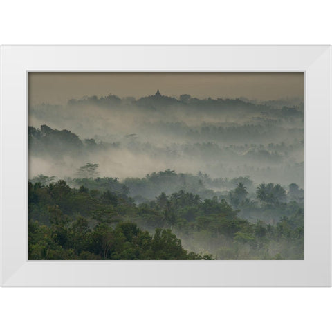 Temple In The Mist White Modern Wood Framed Art Print by Wrobel, Karsten