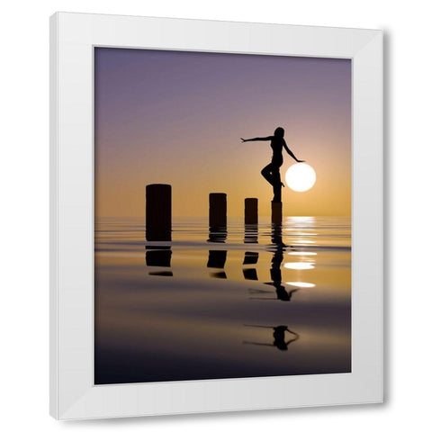 Touch My Sun White Modern Wood Framed Art Print by Celikel, Mustafa