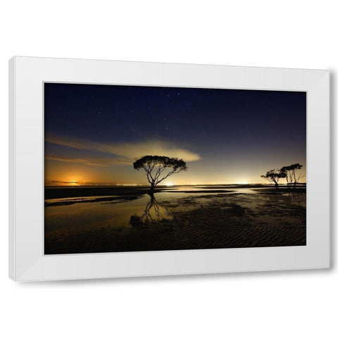 Moonrise White Modern Wood Framed Art Print by Brackstone, Mel