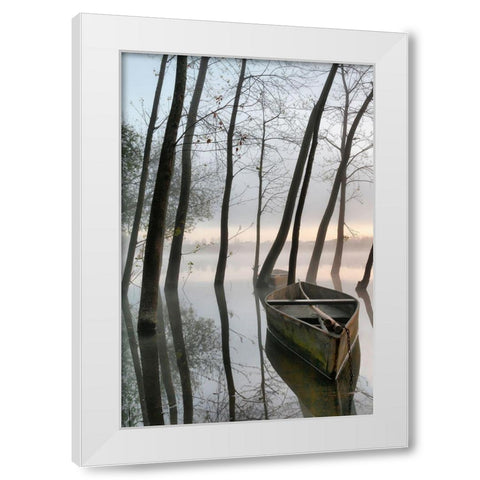 Serene Dawn White Modern Wood Framed Art Print by David, Rui