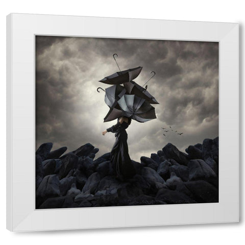 Cover Me Up-So No One Can See Me Laughing White Modern Wood Framed Art Print by Hardibudi