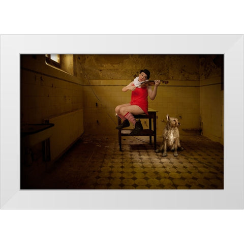 The Violinist White Modern Wood Framed Art Print by von Diepenbroek, Christine