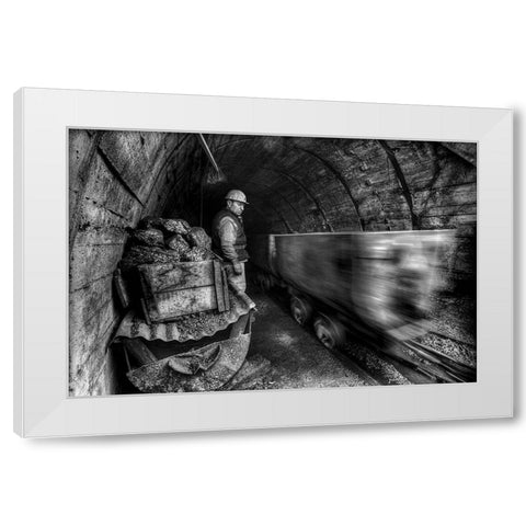Coal Mine White Modern Wood Framed Art Print by Basa, Emine