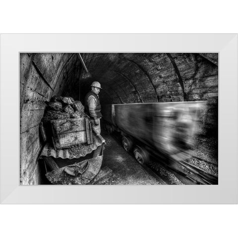 Coal Mine White Modern Wood Framed Art Print by Basa, Emine