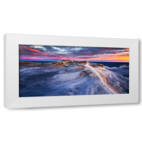 Waves White Modern Wood Framed Art Print by Zhang, Joshua