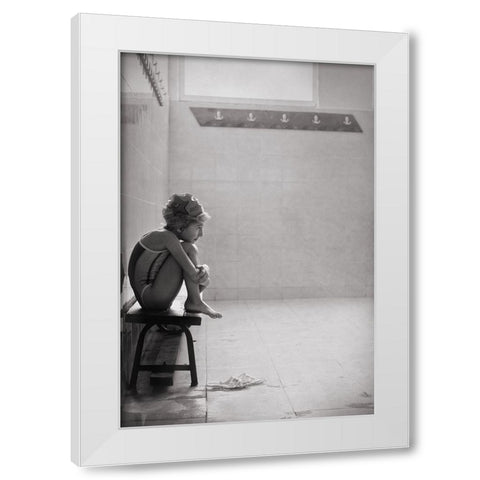 The Little Swimmer White Modern Wood Framed Art Print by Bekyarova, Svetlana