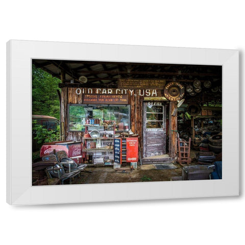 Old Car City White Modern Wood Framed Art Print by Mearman, Tony