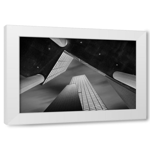 Meeting Of Shapes White Modern Wood Framed Art Print by Van Den, Jef
