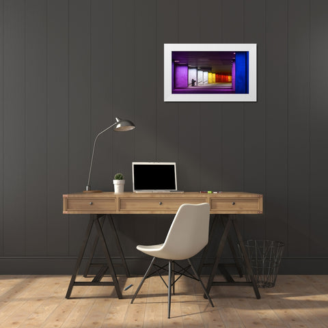 Rainbow White Modern Wood Framed Art Print by piXXelpark