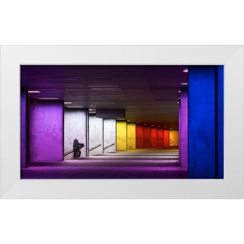 Rainbow White Modern Wood Framed Art Print by piXXelpark