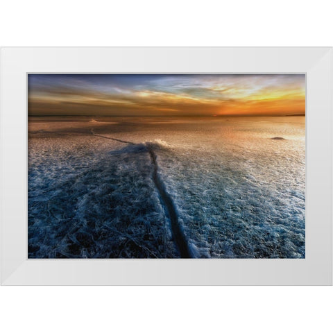 Crack In The World White Modern Wood Framed Art Print by Krol, Piotr