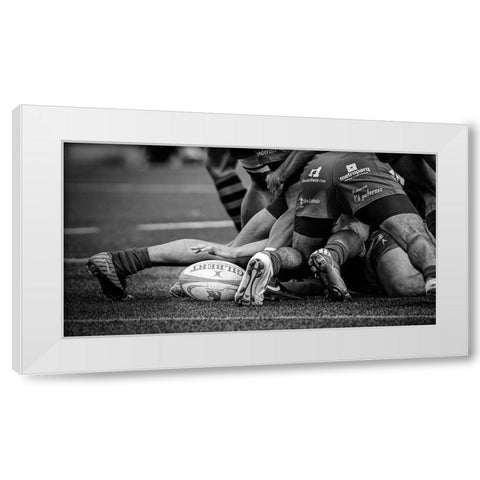 Rugby White Modern Wood Framed Art Print by March, Cesar