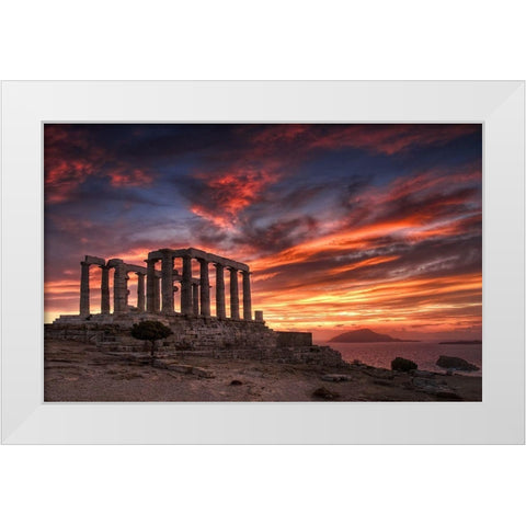 Temple Of Poseidon White Modern Wood Framed Art Print by Kaddas, Chris