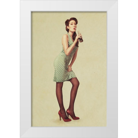 Pin Up Girl White Modern Wood Framed Art Print by Peeters, Bart
