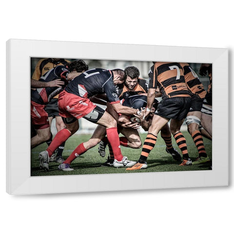 The Coup White Modern Wood Framed Art Print by March, Cesar