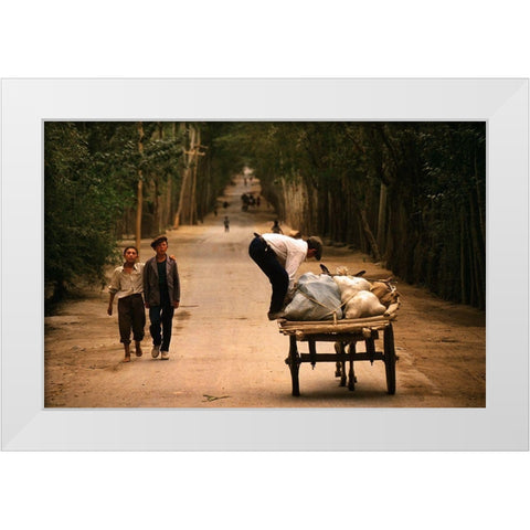 Road To Kashgar White Modern Wood Framed Art Print by Urlings, Lou