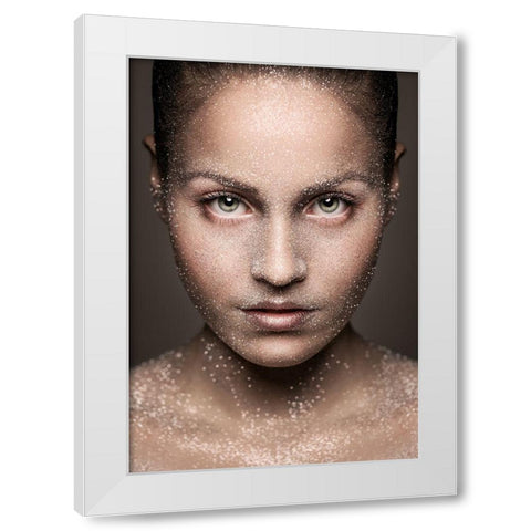 Stardust White Modern Wood Framed Art Print by Petkov, Petko