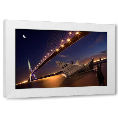 News Of The World White Modern Wood Framed Art Print by Kiciak, Christophe