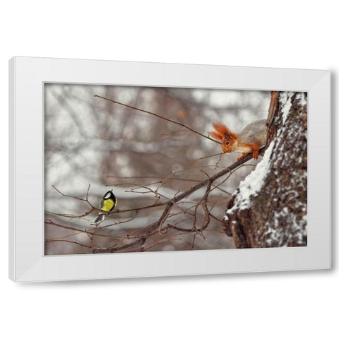 Hi White Modern Wood Framed Art Print by Laudin, Dmitry