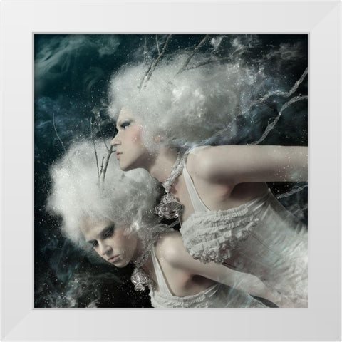 Spirits Of The Winter Field White Modern Wood Framed Art Print by Murakami, Kiyo