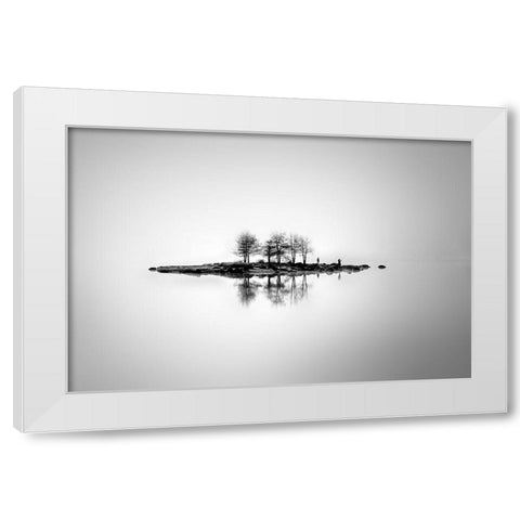 The Floating Island White Modern Wood Framed Art Print by Markova, Albena