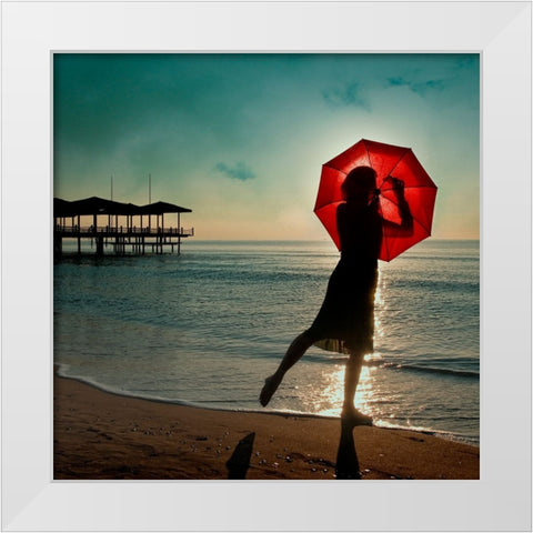 Watch Her Disappear White Modern Wood Framed Art Print by Ambra