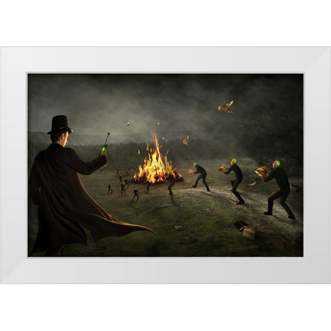 Thought Control White Modern Wood Framed Art Print by Kiciak, Christophe