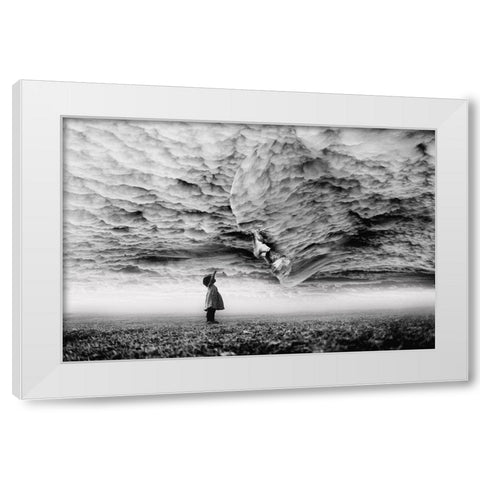 Hello Grandpa White Modern Wood Framed Art Print by Trijoko