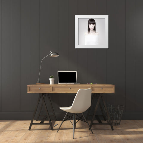 Bangs White Modern Wood Framed Art Print by Katiev, Vladimir