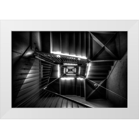 X-Spiral White Modern Wood Framed Art Print by Hara, Tomoshi