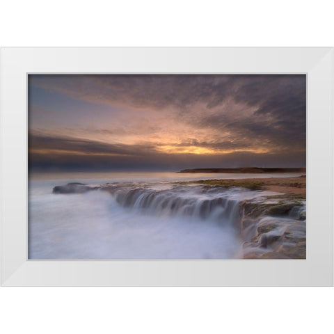 Waterfall White Modern Wood Framed Art Print by L, Yan