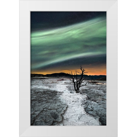 Magic Aurora White Modern Wood Framed Art Print by Luca, Liloni