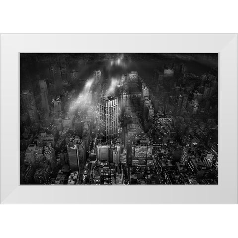 New York City White Modern Wood Framed Art Print by Londal, Leif