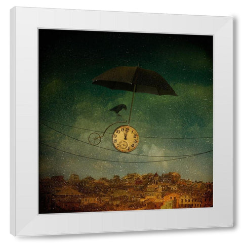 Timekeeper White Modern Wood Framed Art Print by Melik-Nubarova, Svetlana