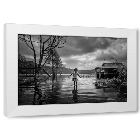 Alone White Modern Wood Framed Art Print by Song, Gunarto