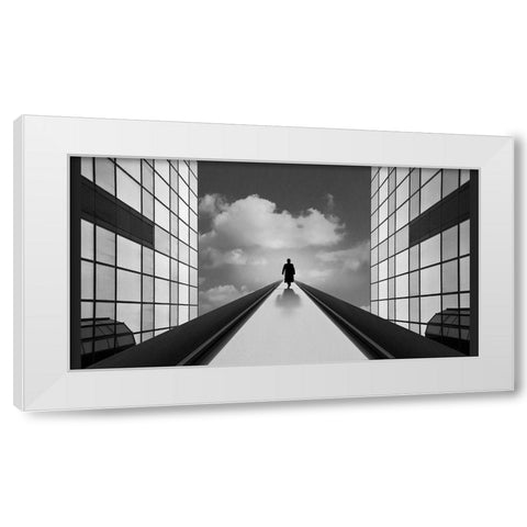 Walking To The Light White Modern Wood Framed Art Print by Van Den, Jef