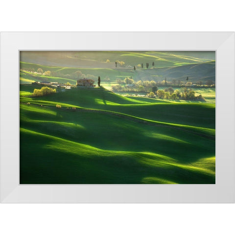 Green Waves... White Modern Wood Framed Art Print by Browko, Krzysztof
