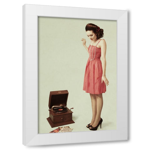 Pin Up Girl Iii White Modern Wood Framed Art Print by Peeters, Bart