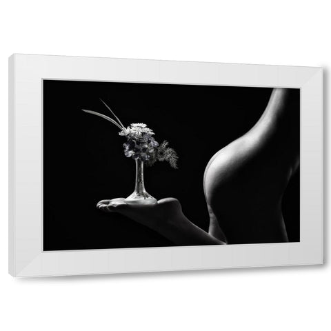 Little Flower Stand White Modern Wood Framed Art Print by Galon Ma, Derek