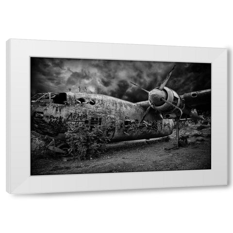The Flight Of The Damned White Modern Wood Framed Art Print by Eliash, Tomer