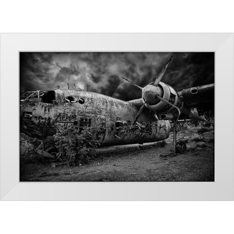 The Flight Of The Damned White Modern Wood Framed Art Print by Eliash, Tomer