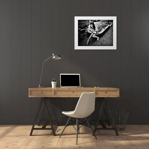 Girl White Modern Wood Framed Art Print by Suzuki, Tatsuo