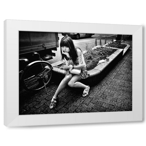 Girl White Modern Wood Framed Art Print by Suzuki, Tatsuo