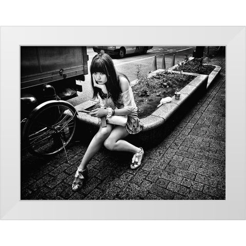 Girl White Modern Wood Framed Art Print by Suzuki, Tatsuo
