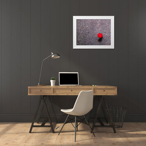 Urban Ladybug White Modern Wood Framed Art Print by Maffei, Franco